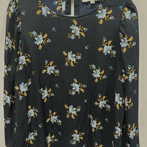 Floral Dark Blue Blouse